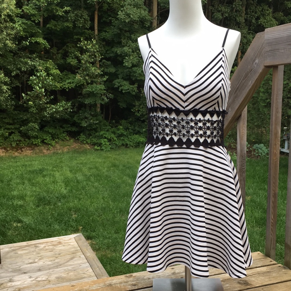 Striped dress with crochet